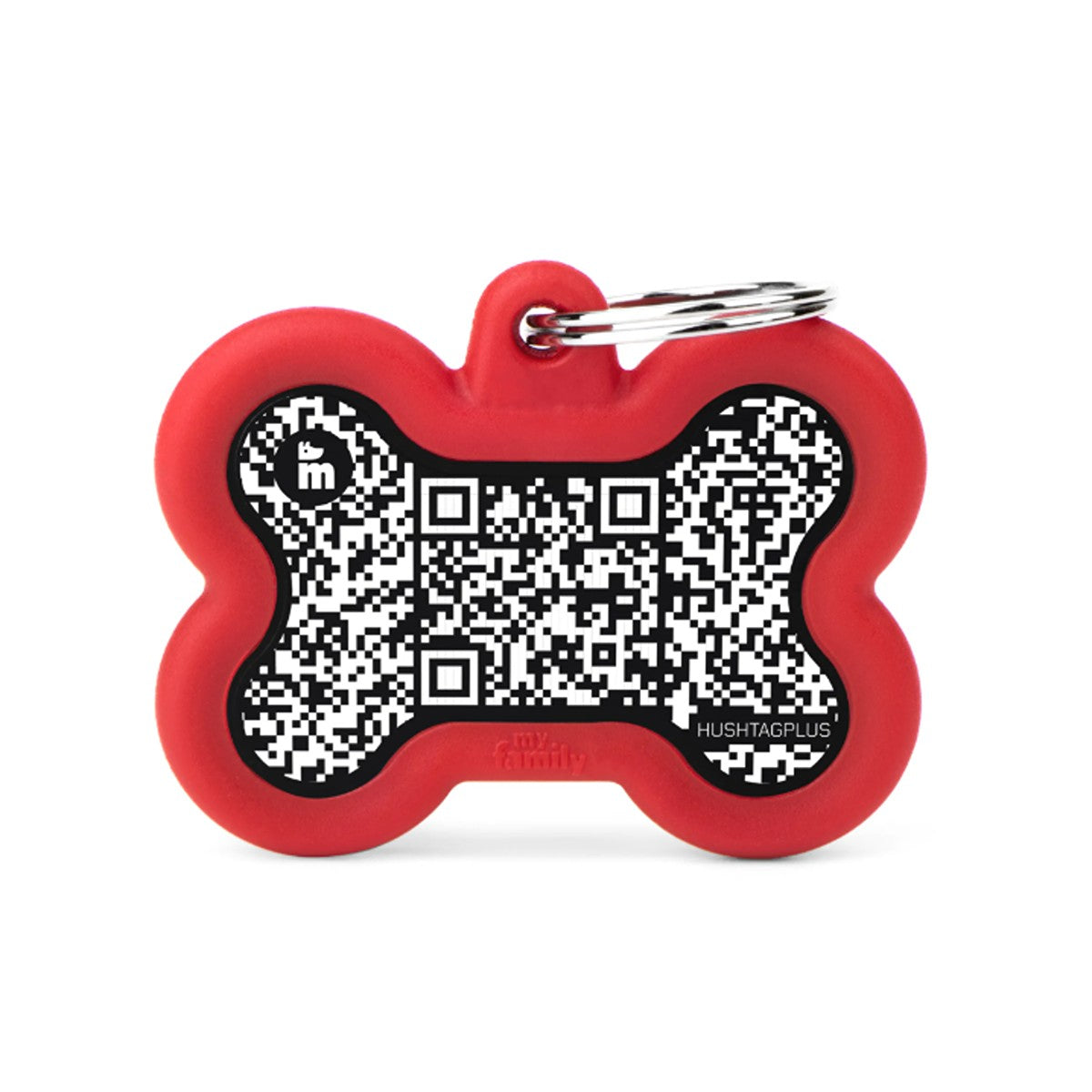 My Family QR Hushtag Bone Pet ID Tag