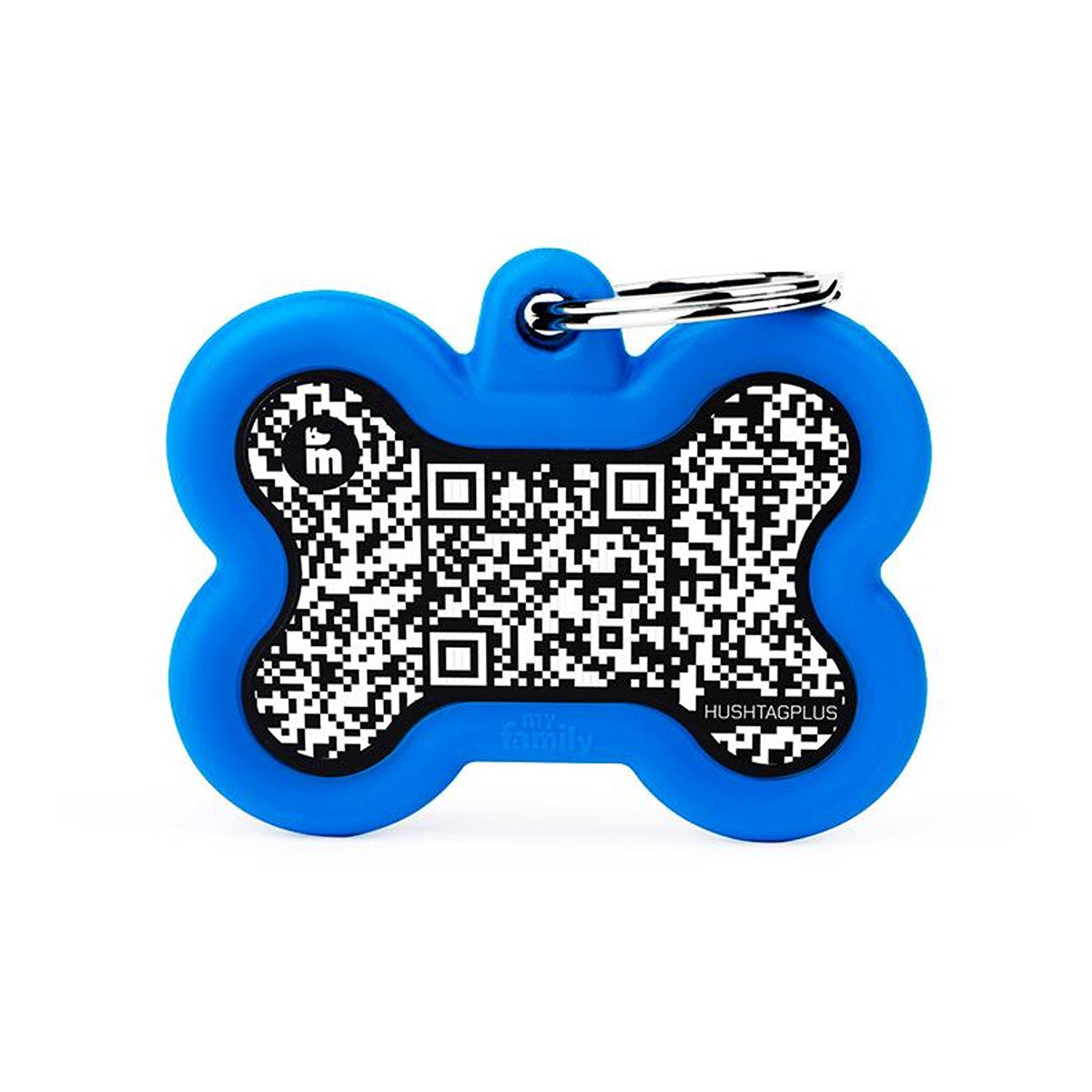 My Family QR Hushtag Bone Pet ID Tag