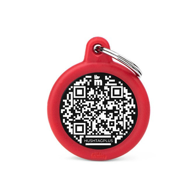 My Family QR Hushtag Circle Pet ID Tag