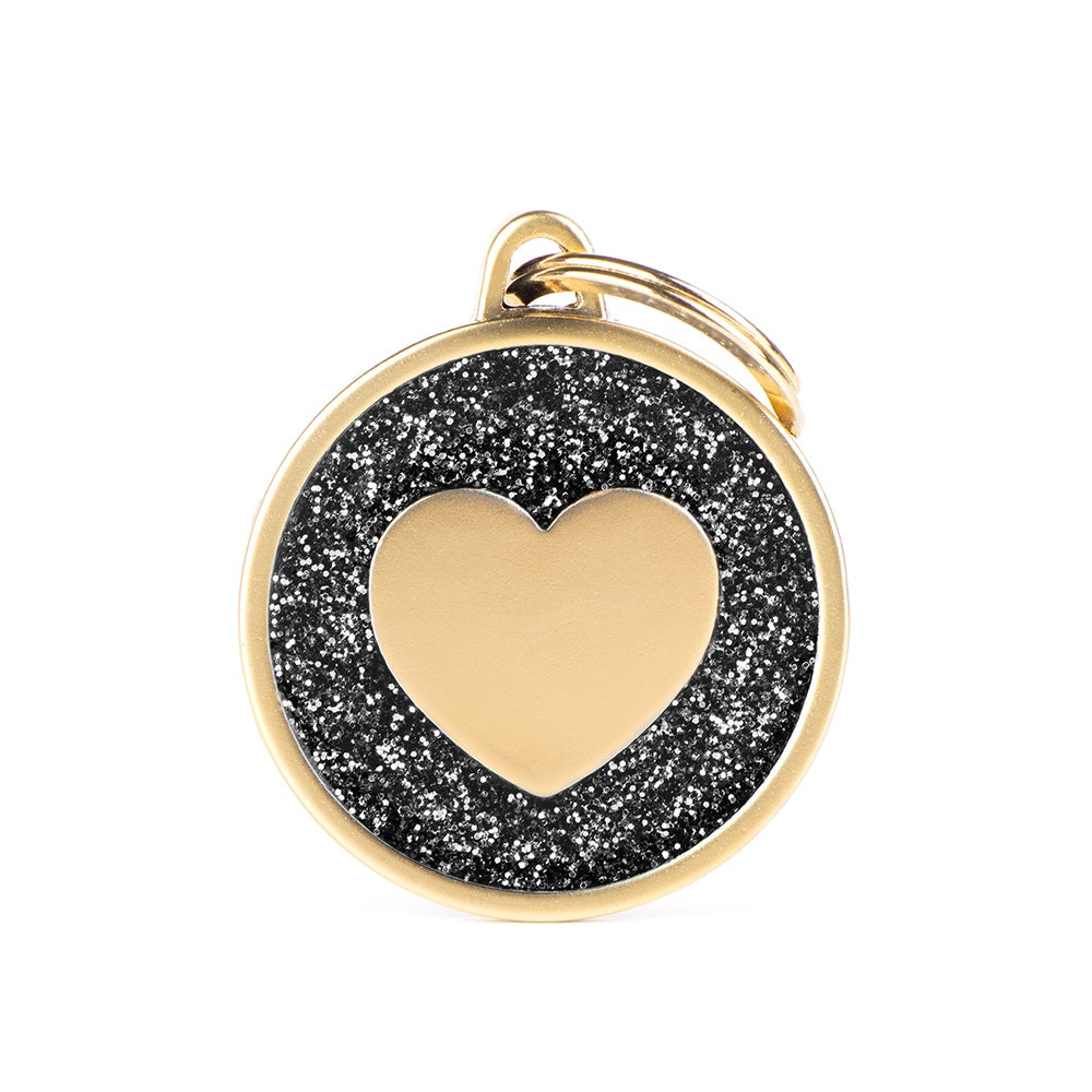 My Family Shine Gold Cirlce Heart Pet ID Tag