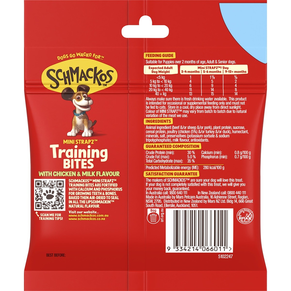 Schmackos Mini Strapz Chicken & Milk Training Dog Treats