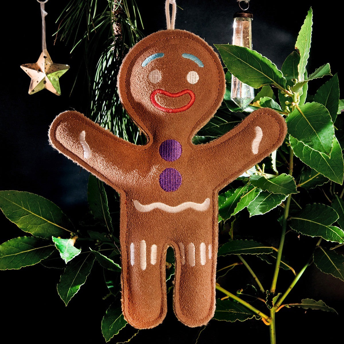 Green & Wild's Eco Dog Toy - Jean Genie the Gingerbread Person