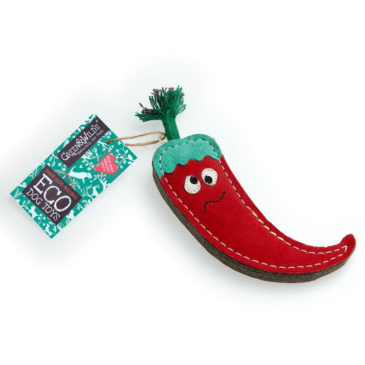Green & Wild's Eco Dog Toy - Chad the Red Hot Chilli Pepper