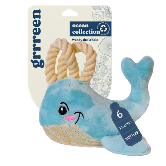 Grrreen Rope Whale Plush Dog Toy
