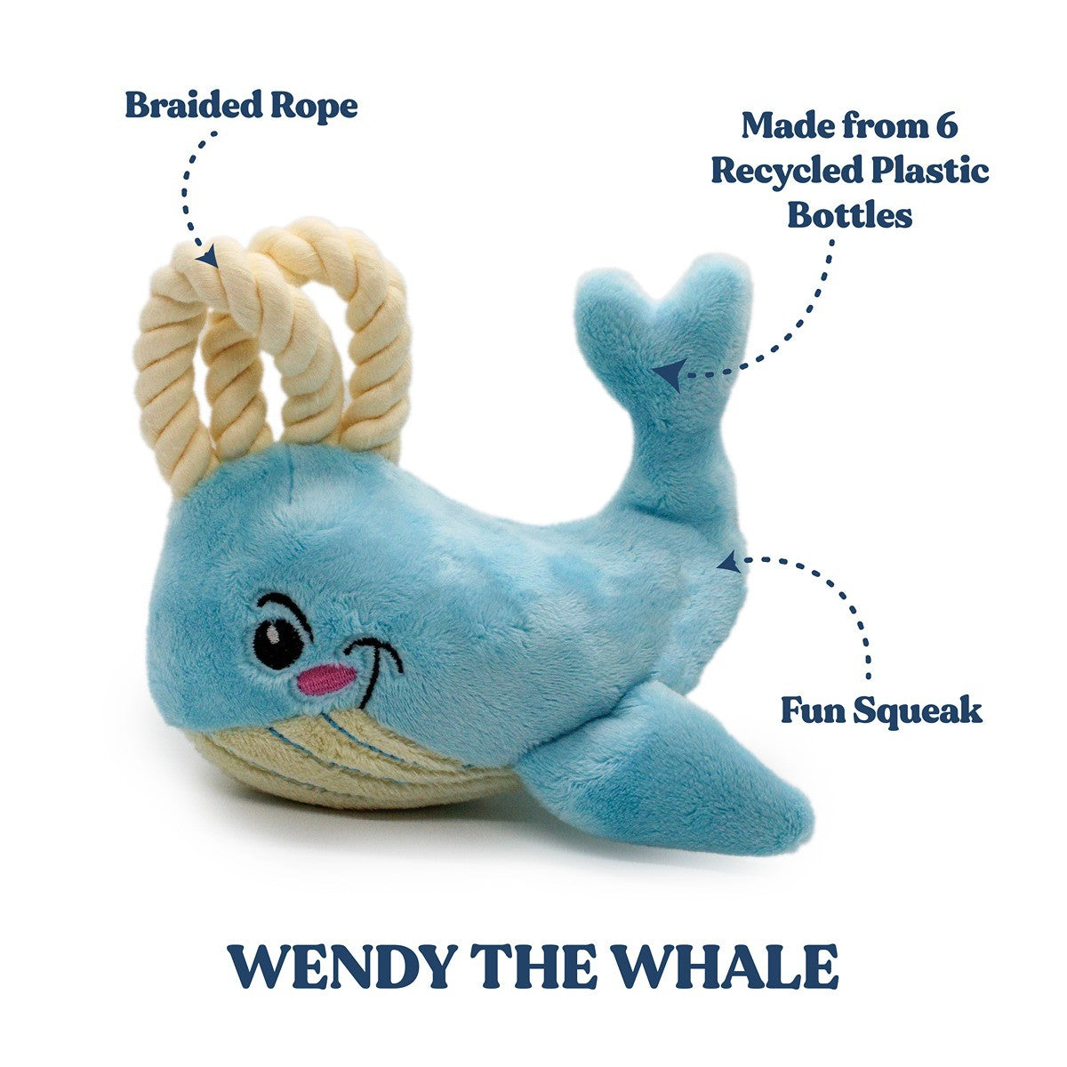 Grrreen Rope Whale Plush Dog Toy