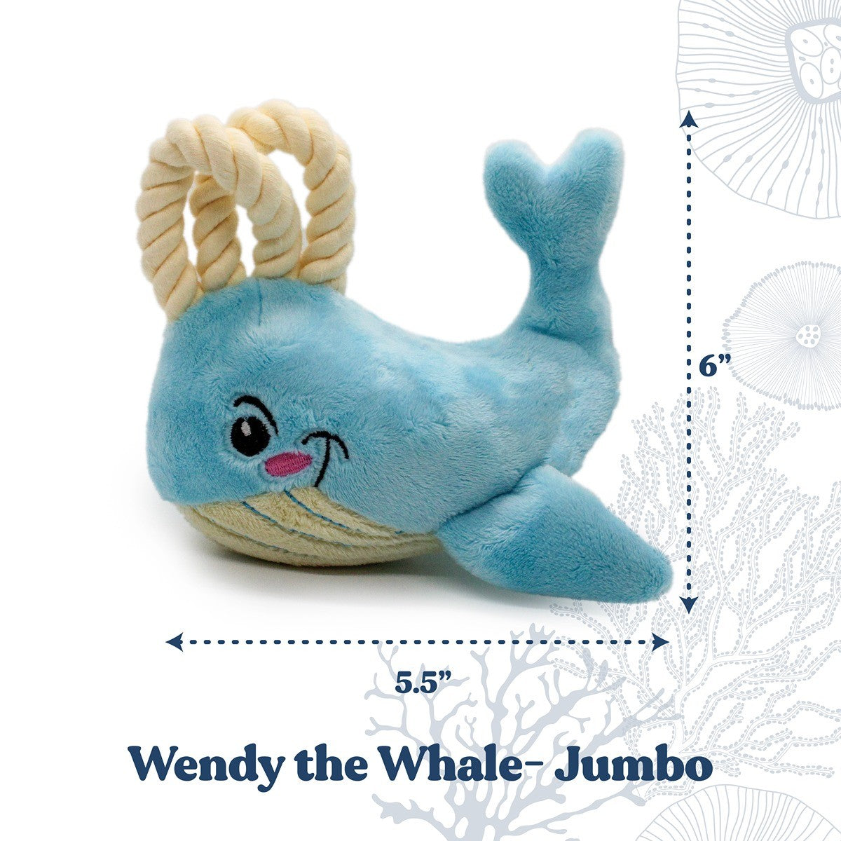 Grrreen Rope Whale Plush Dog Toy