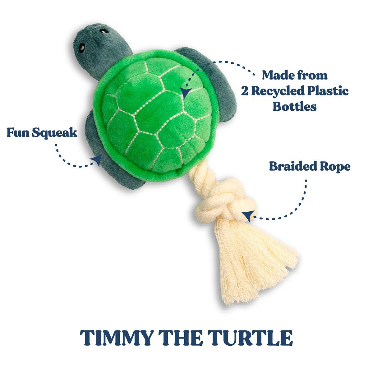 Grrreen Rope Turtle Plush Dog Toy