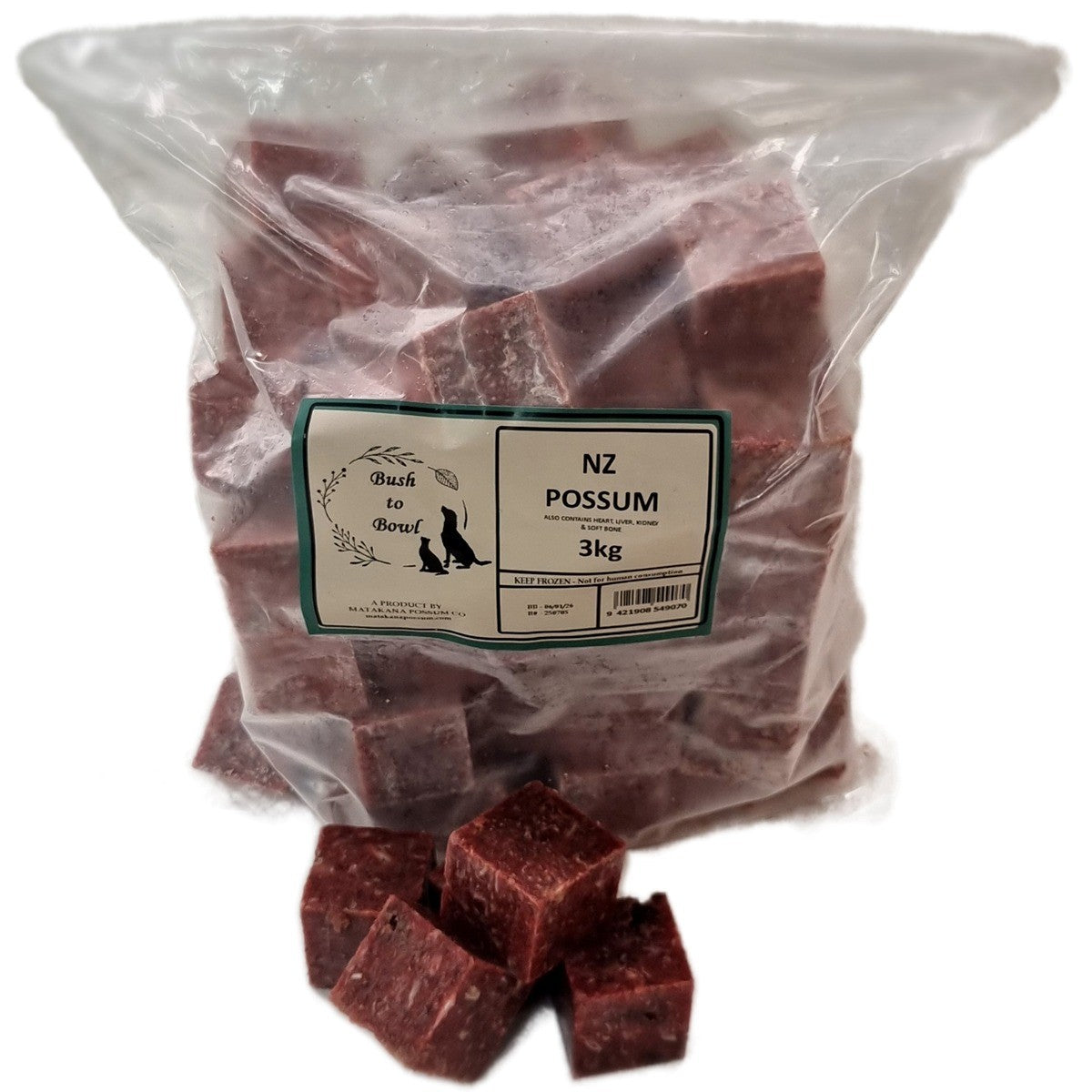 Bush to Bowl Raw Frozen Wild Possum Dog & Cat Food