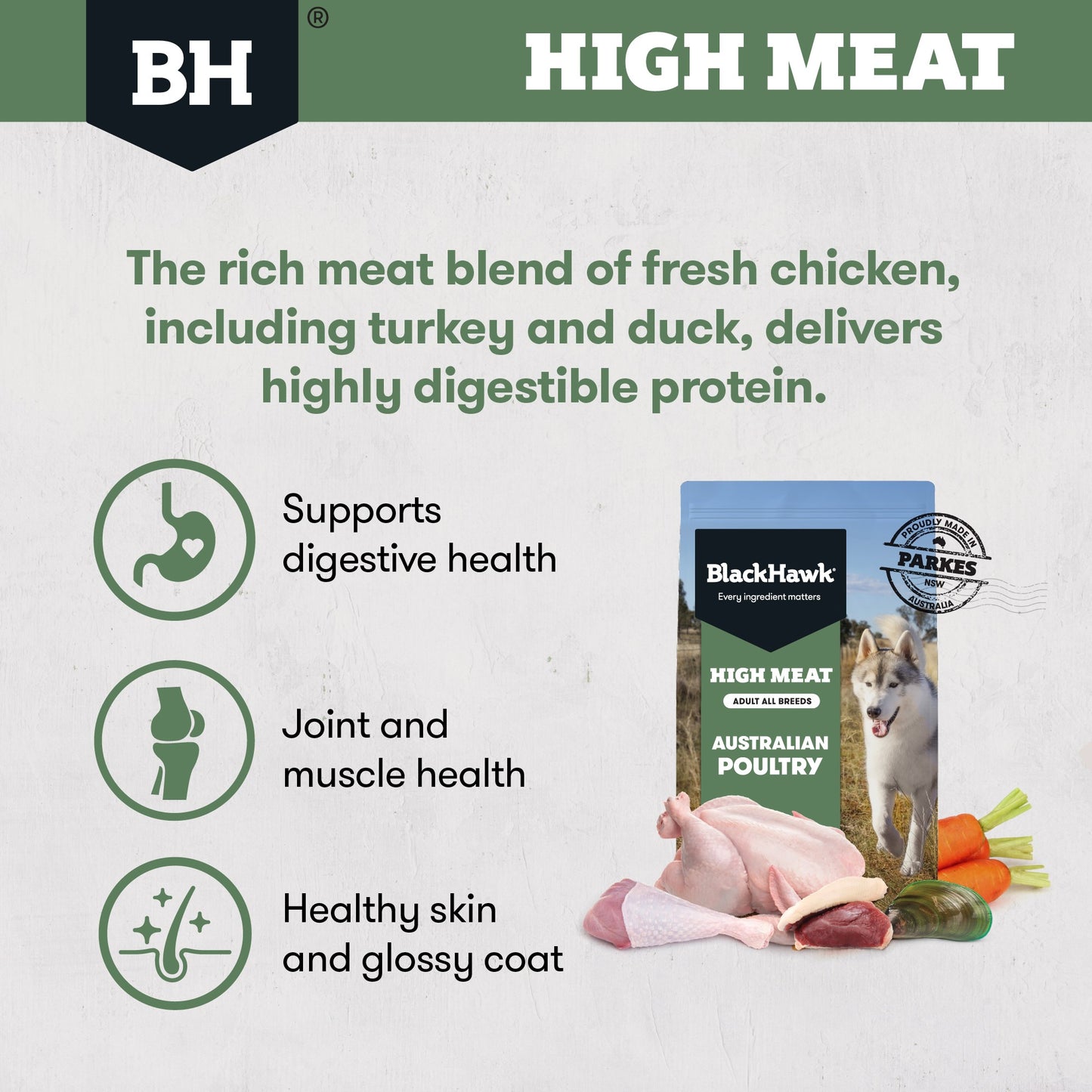 Black Hawk High Meat Australian Poultry Dry Dog Food