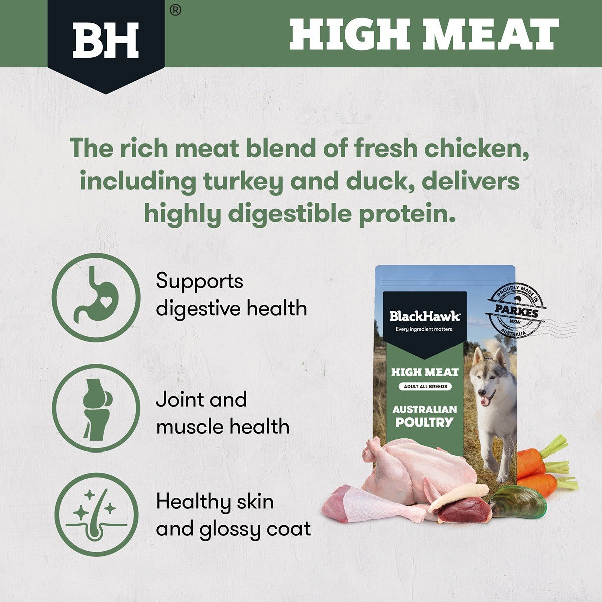 Black Hawk High Meat Australian Poultry Dry Dog Food