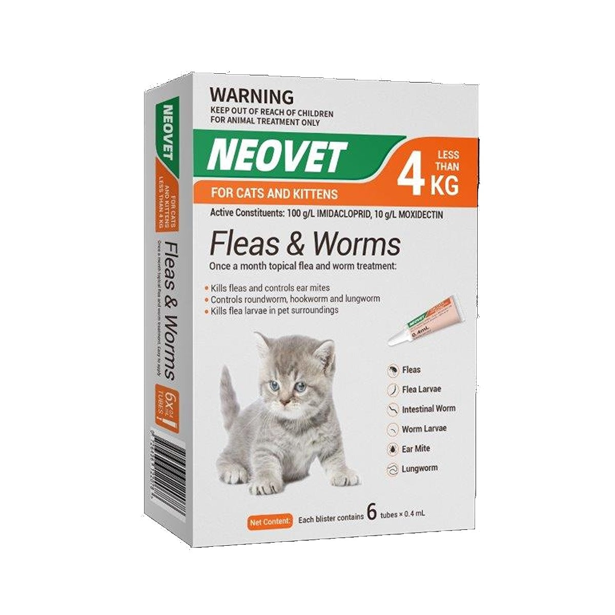 Neovet Spot-on Flea & Worm Treatment For Cats & Kittens Under 4kg