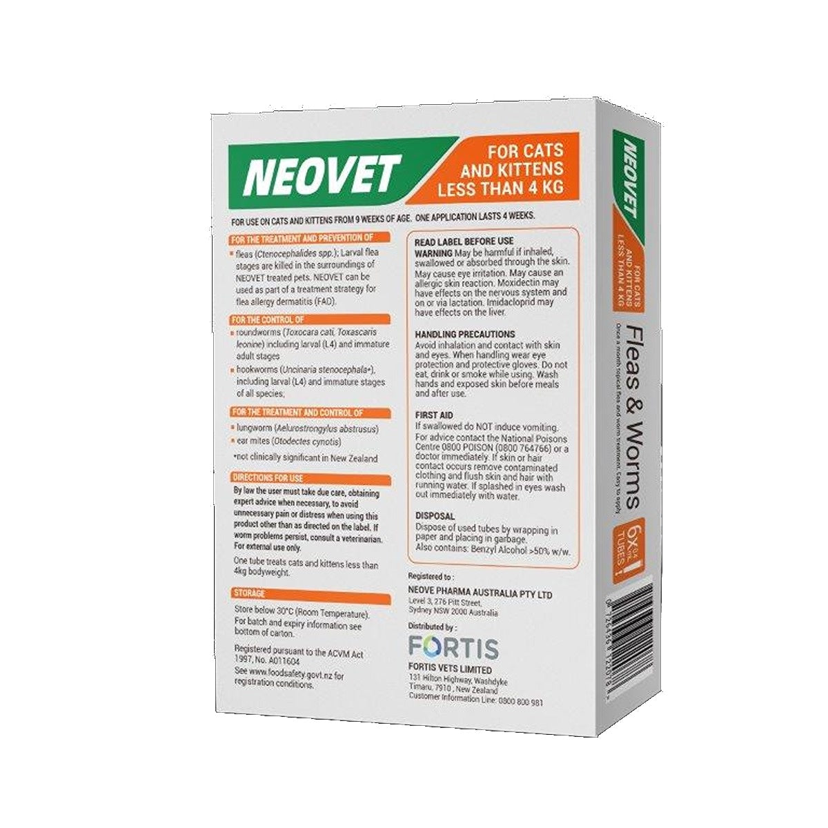 Neovet Spot-on Flea & Worm Treatment For Cats & Kittens Under 4kg