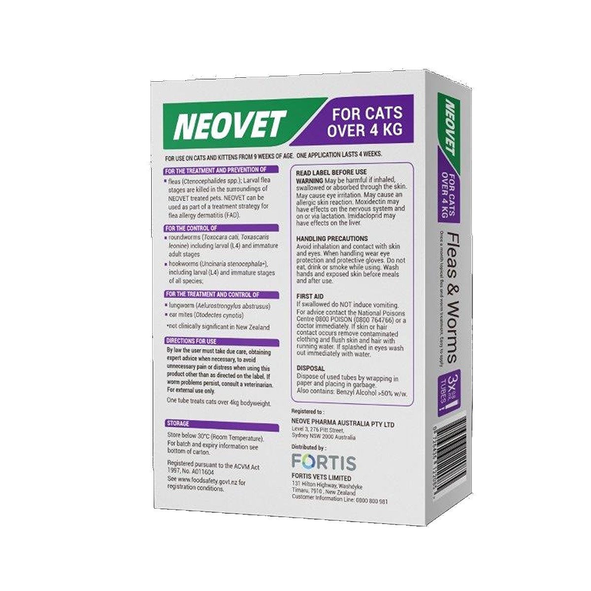 Neovet Spot-on Flea & Worm Treatment For Large Cats Over 4kg