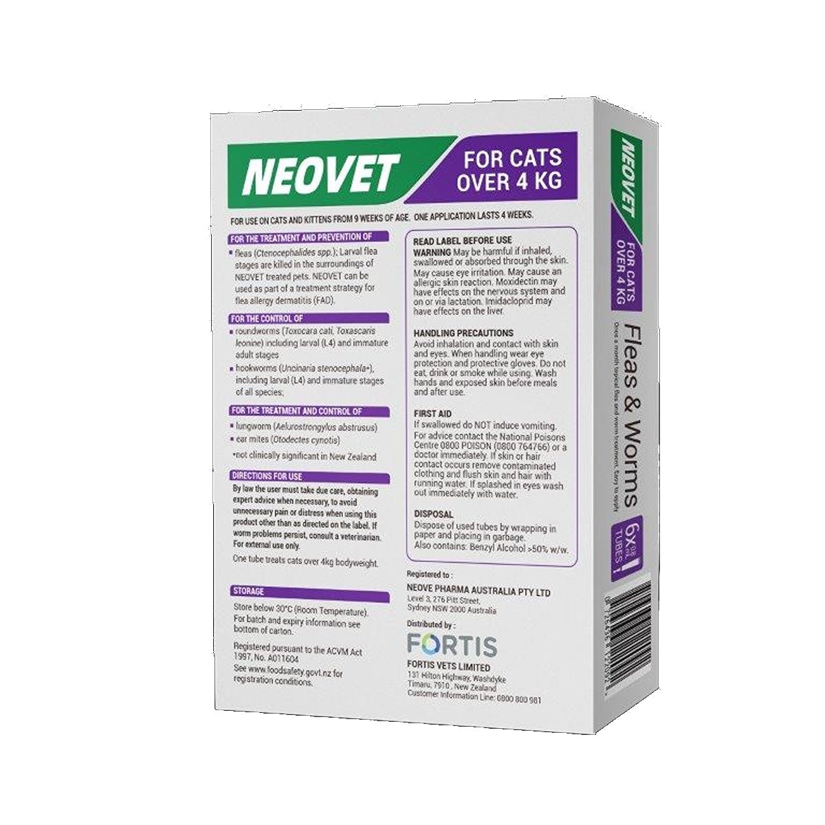Neovet Spot-on Flea & Worm Treatment For Large Cats Over 4kg