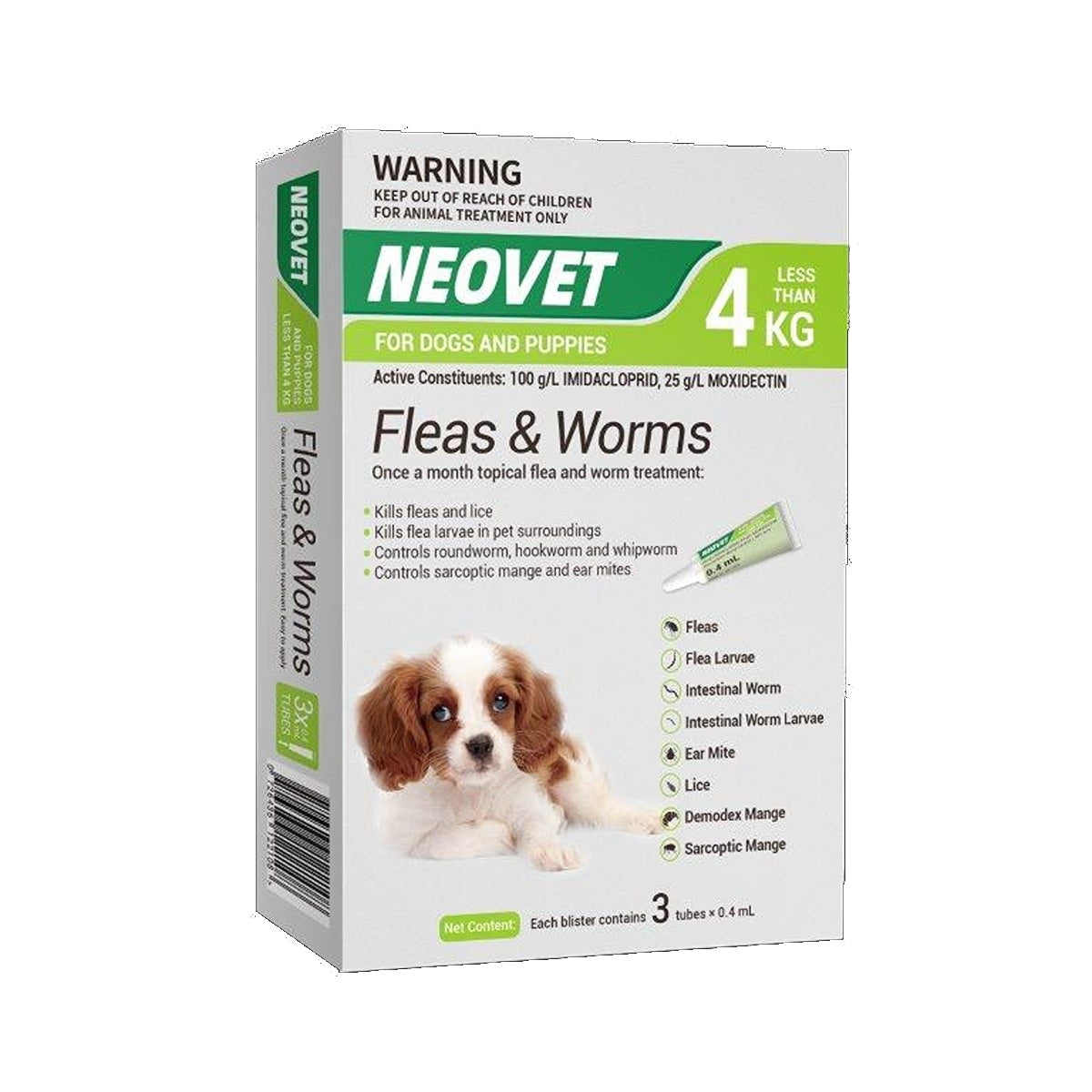 Neovet Spot-On Flea & Worm Treatment For Puppies & Extra Small Dogs <4kg