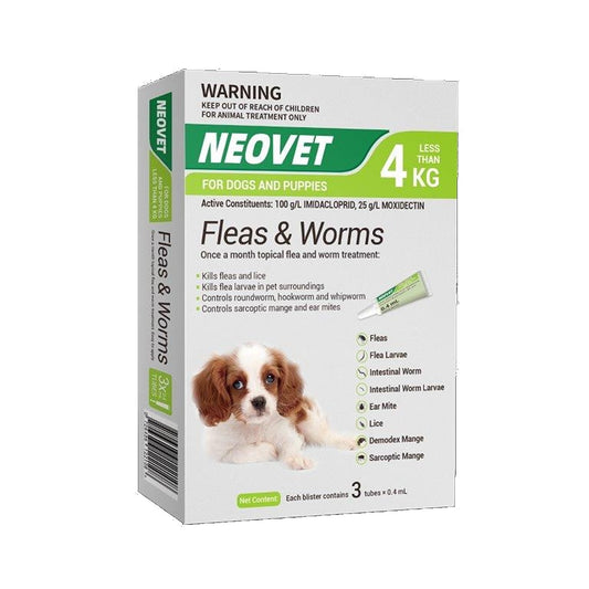 Neovet Spot-On Flea & Worm Treatment For Puppies & Extra Small Dogs <4kg