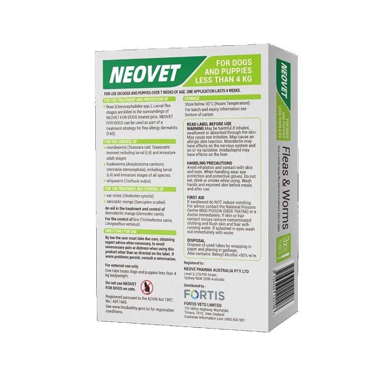 Neovet Spot-On Flea & Worm Treatment For Puppies & Extra Small Dogs <4kg