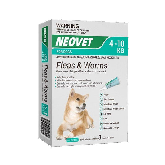 Neovet Spot-On Flea & Worm Treatment For Small Dogs 4-10kg