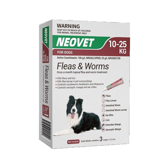 Neovet Spot-On Flea & Worm Treatment For Medium Dogs 10-25kg