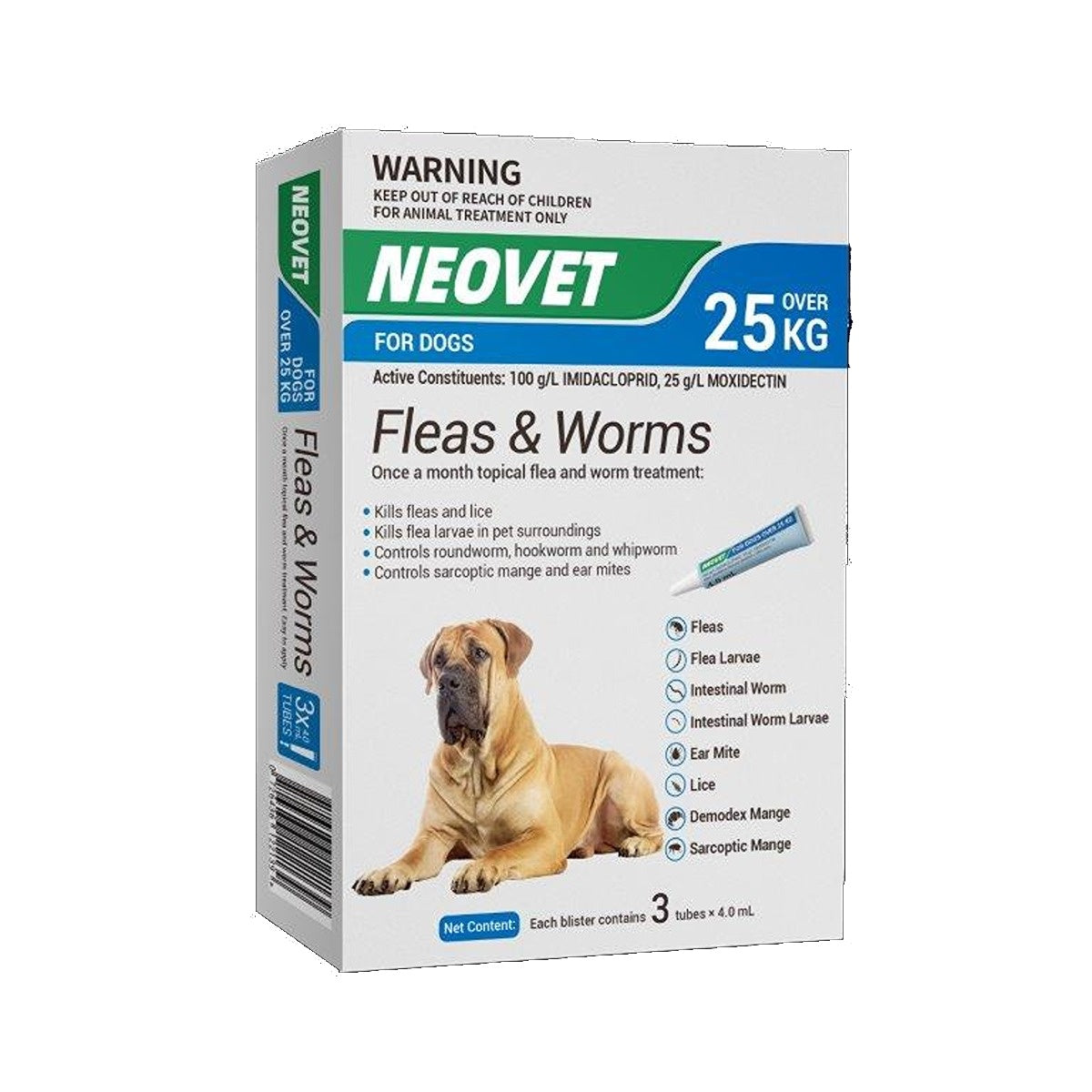 Neovet Spot-On Flea & Worm Treatment For Large Dogs 25kg+