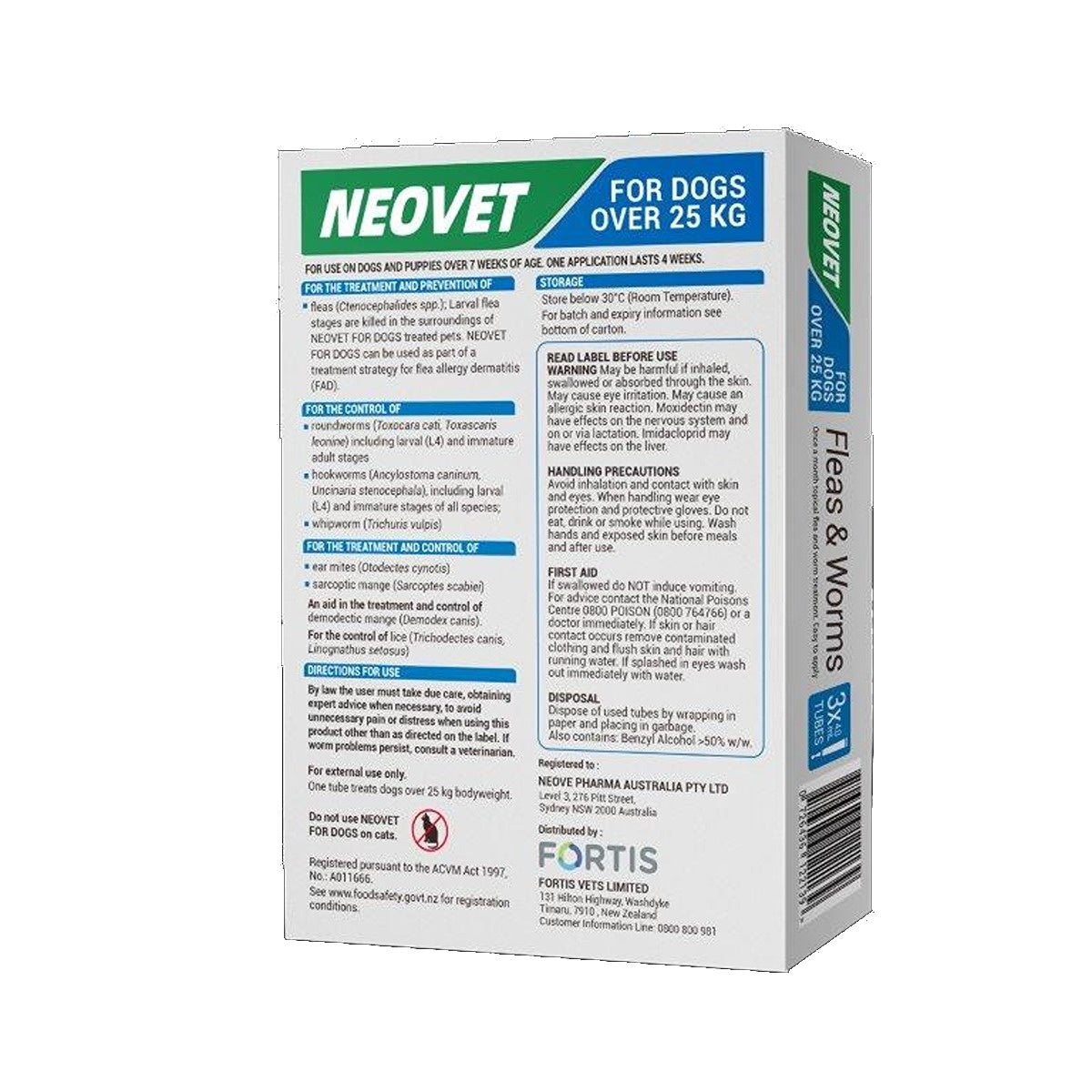 Neovet Spot-On Flea & Worm Treatment For Large Dogs 25kg+