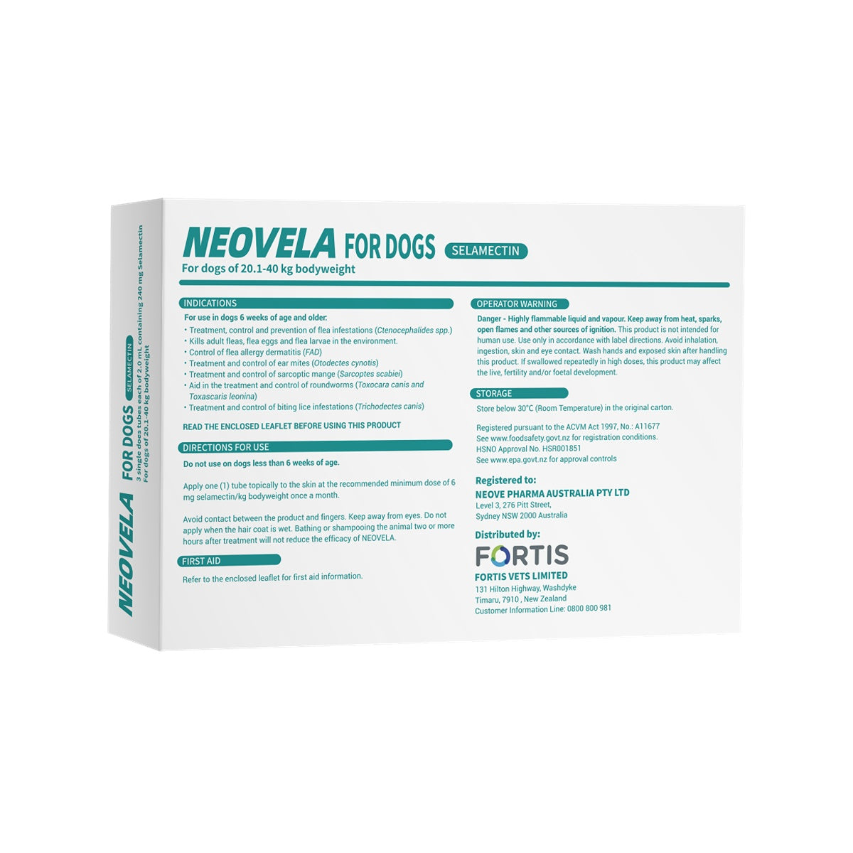 Neovela Spot-On Flea & Worm Treatment For Large Dogs 20.1-40kg