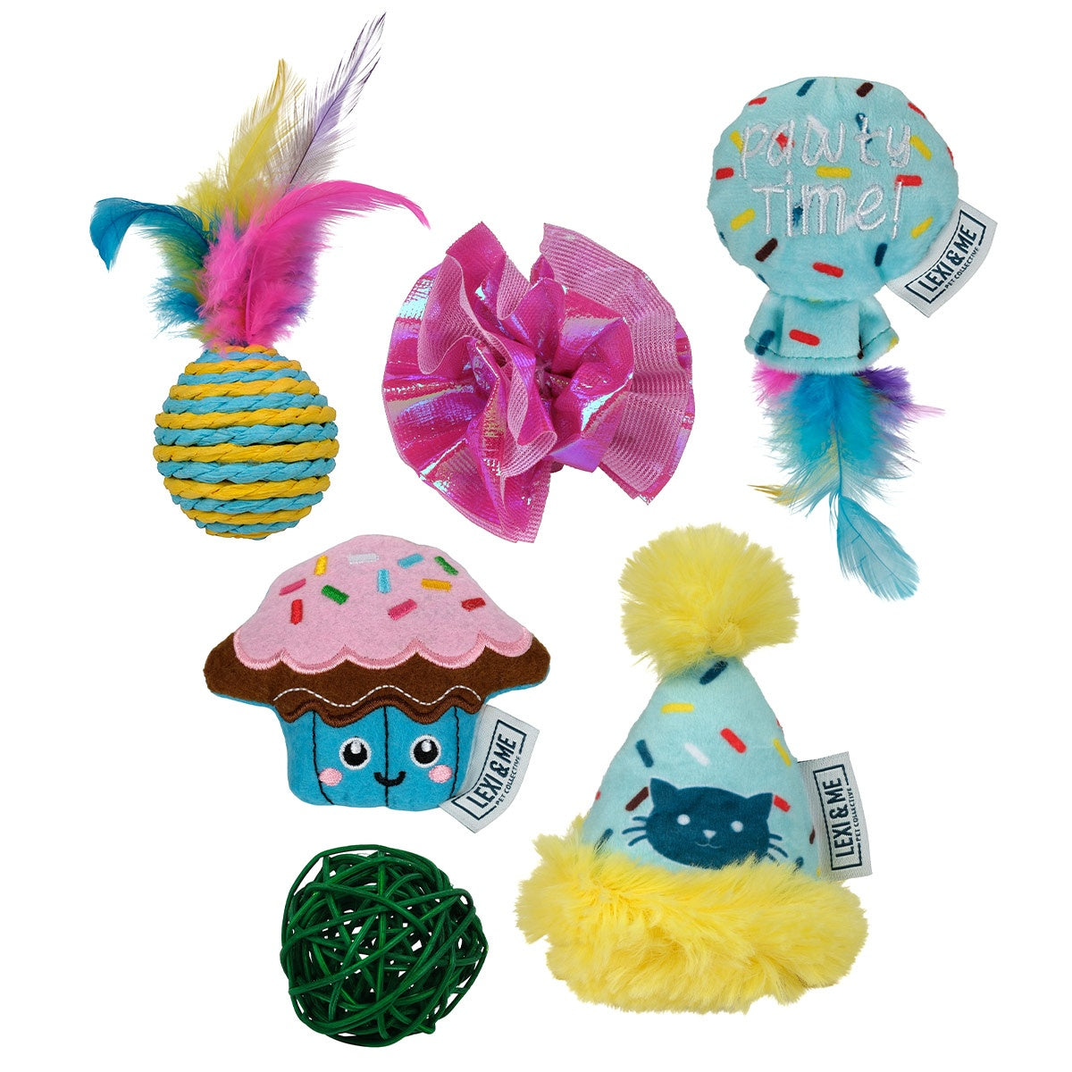 Lexi & Me Party Plush Cat Toy Multi Pack