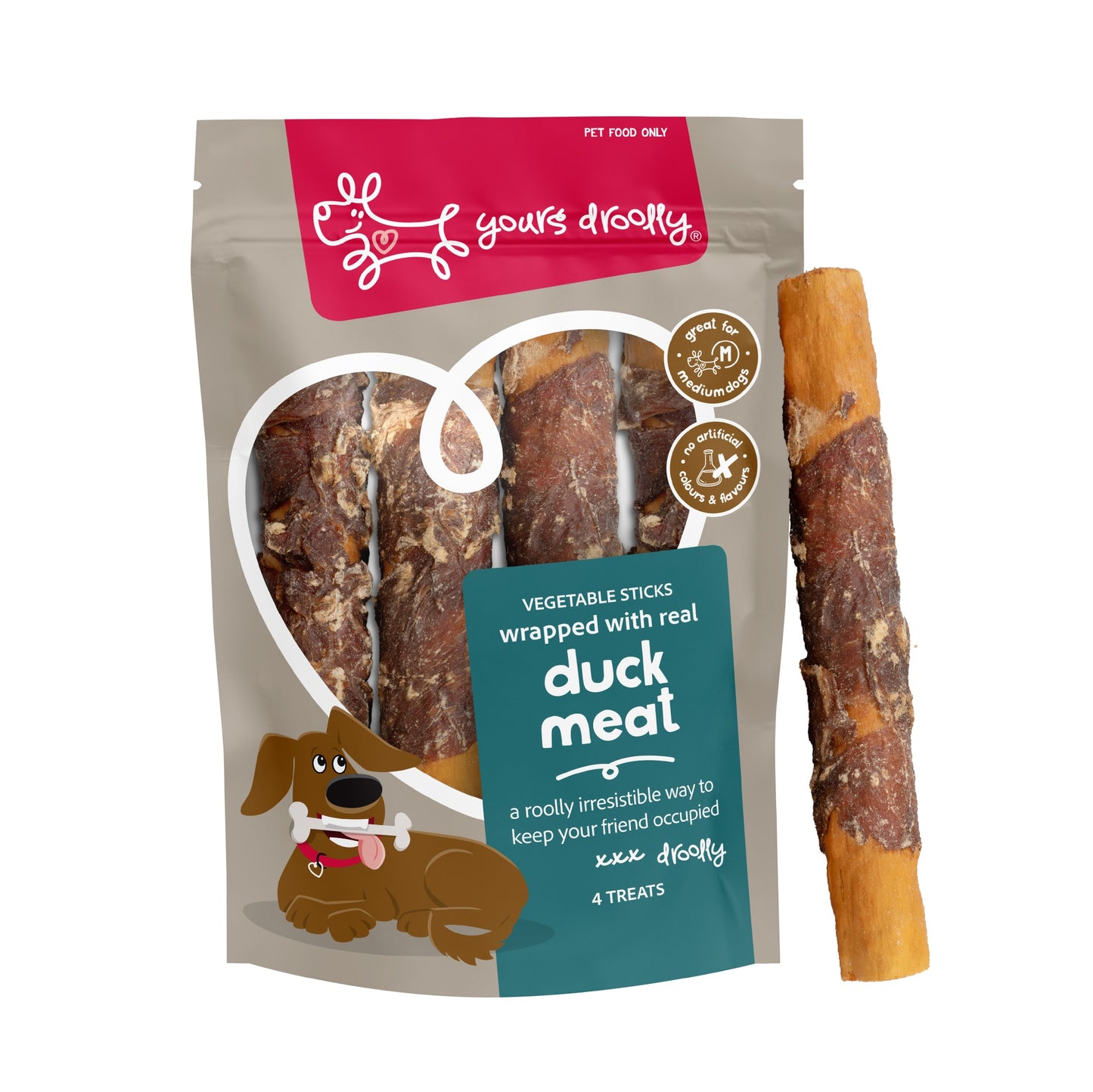 Yours Droolly Duck Wrap Sticks Dog Treats