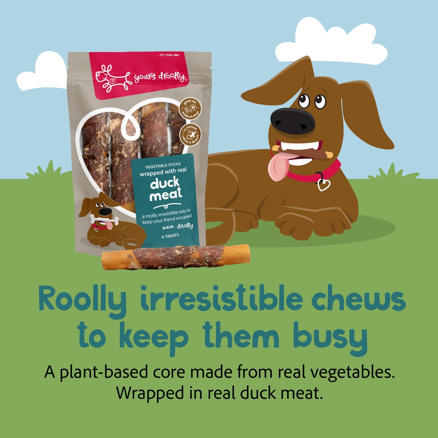 Yours Droolly Duck Wrap Sticks Dog Treats