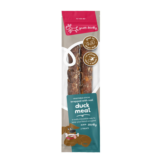Yours Droolly Duck Wrap Sticks Dog Treats
