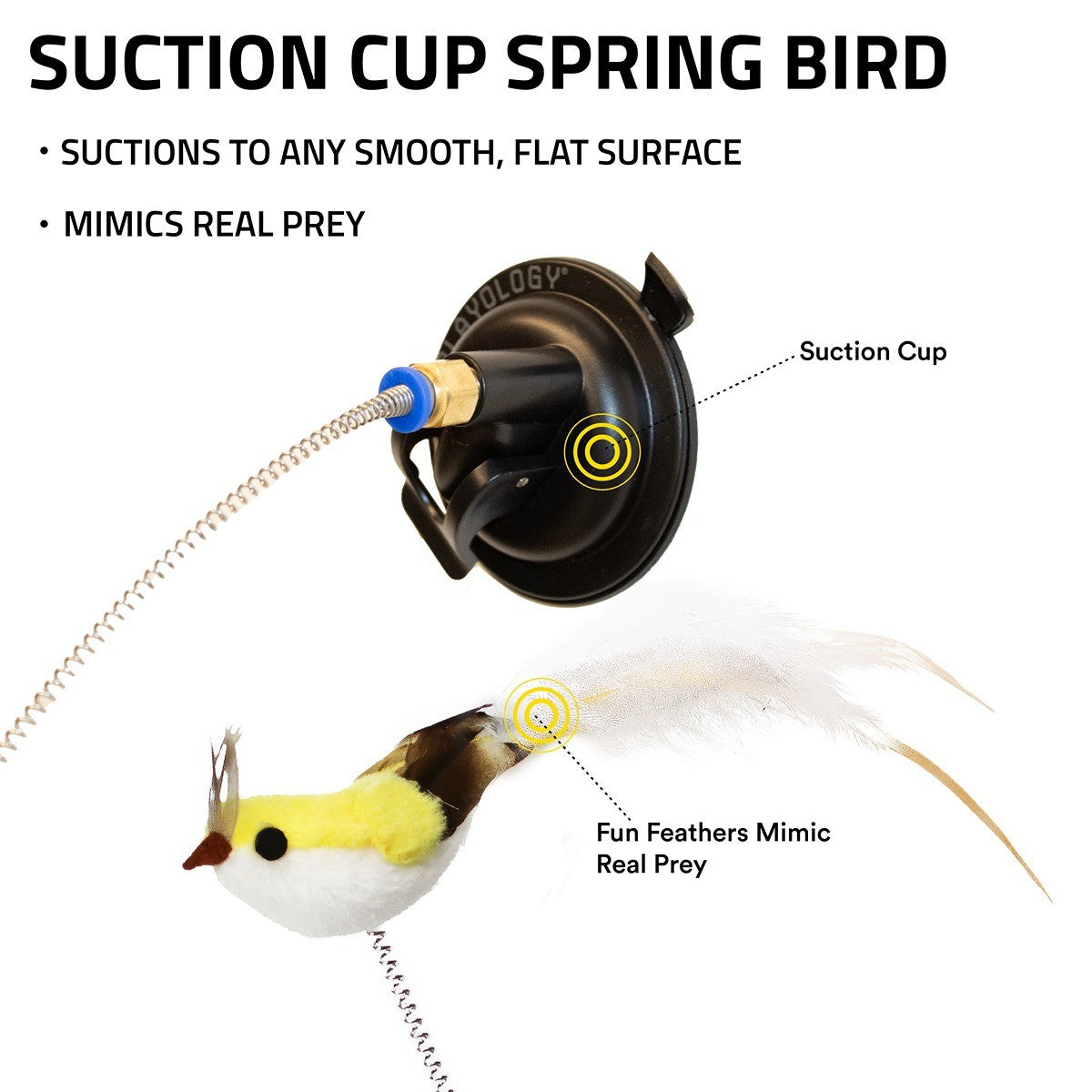 Playology Suction Cup Spring Bird Cat Toy