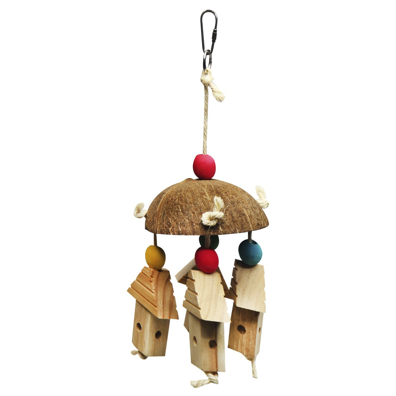 Avi One House Blocks & Beads with Coconut Shell Bird Toy