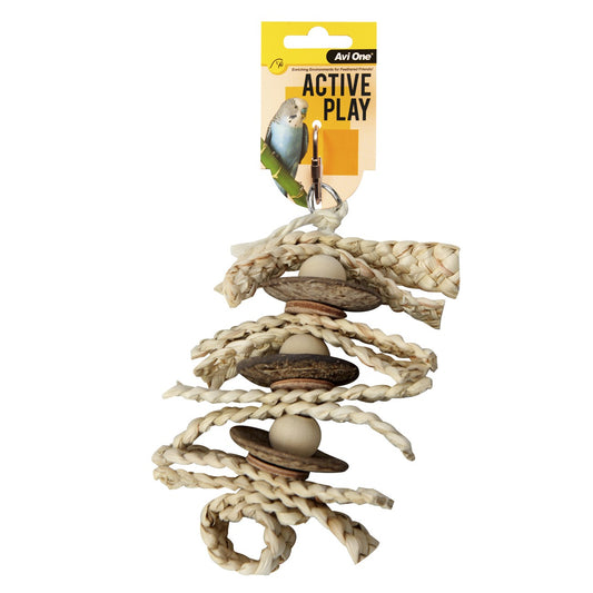 Avi One Beads with Corn Leaf & Coconut Shell Bird Toy