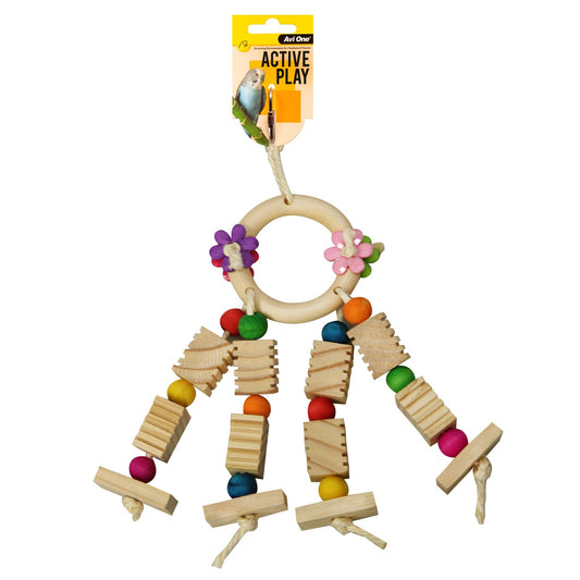 Avi One Hoop With Beads & Blocks Bird Toy