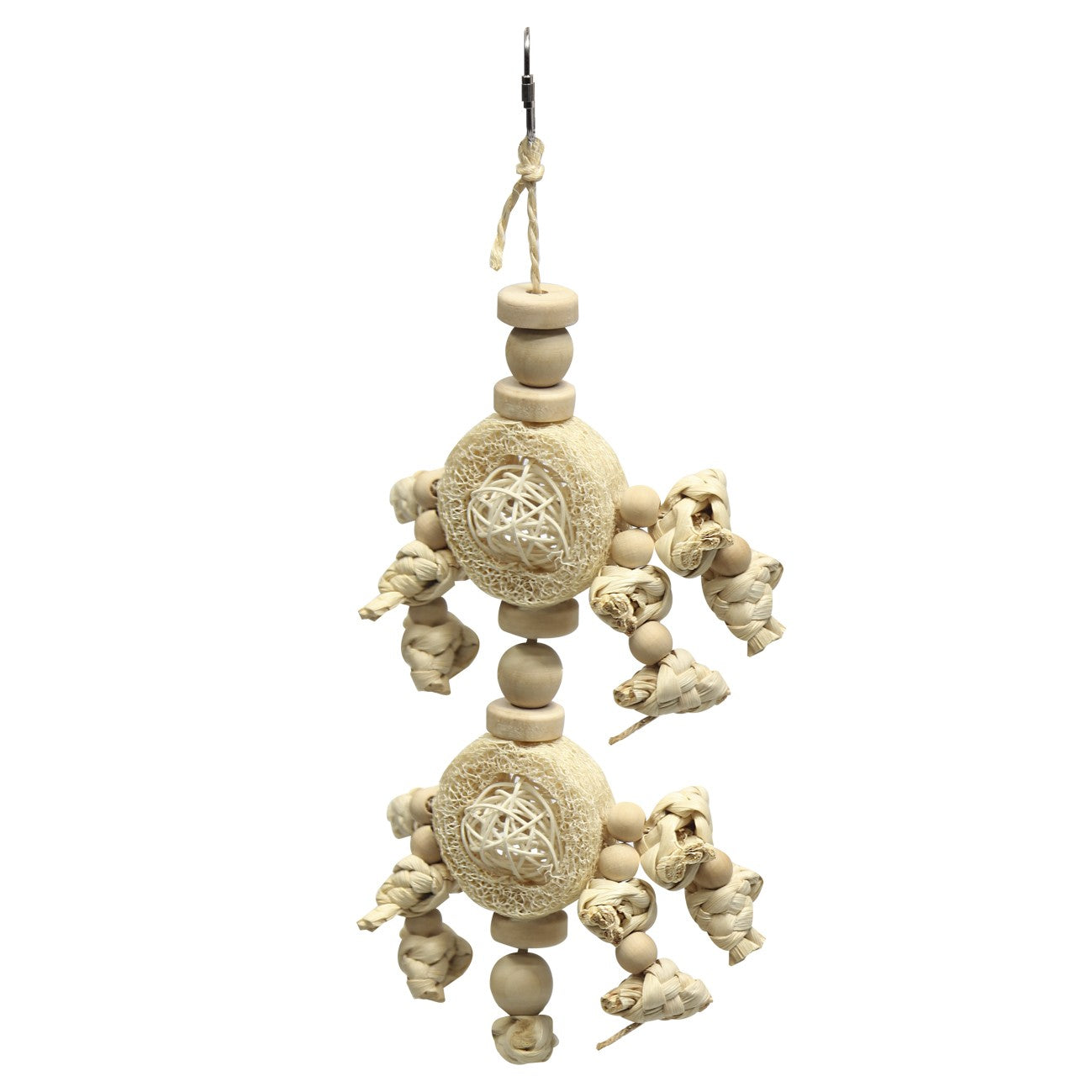 Avi One Rattan Ball with Corn Leaf & Loofah Bird Toy