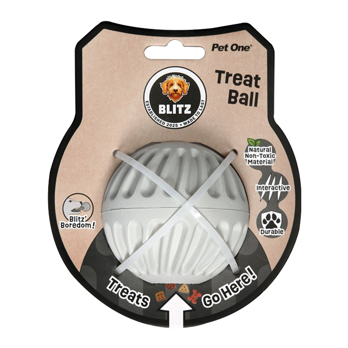 Blitz Rubber Treat Ball Dog Toy