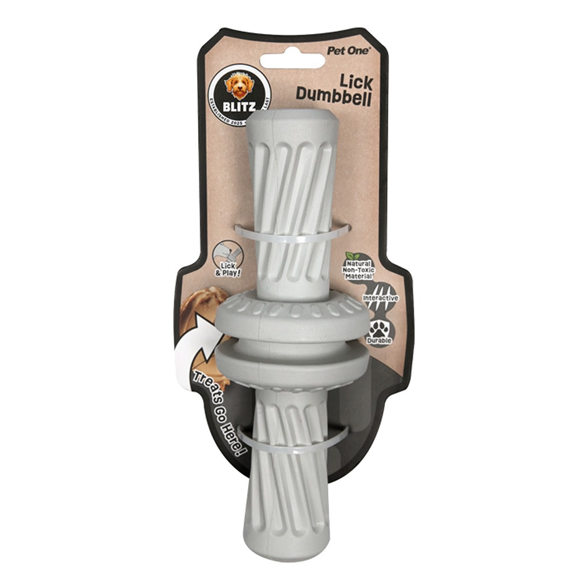 Blitz Rubber Lick Dumbbell Dog Toy