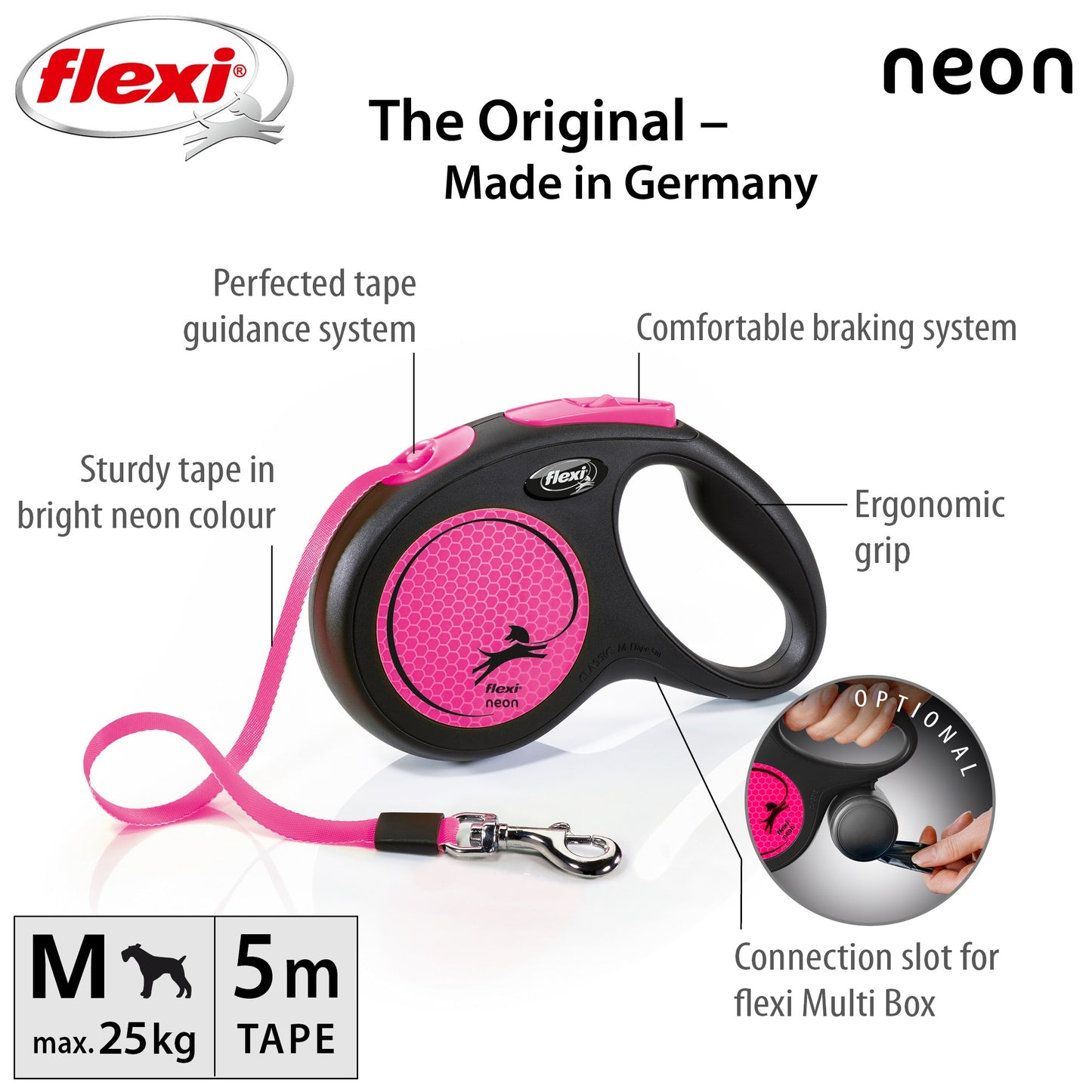 Flexi Classic Neon Tape Retractable Lead 5m