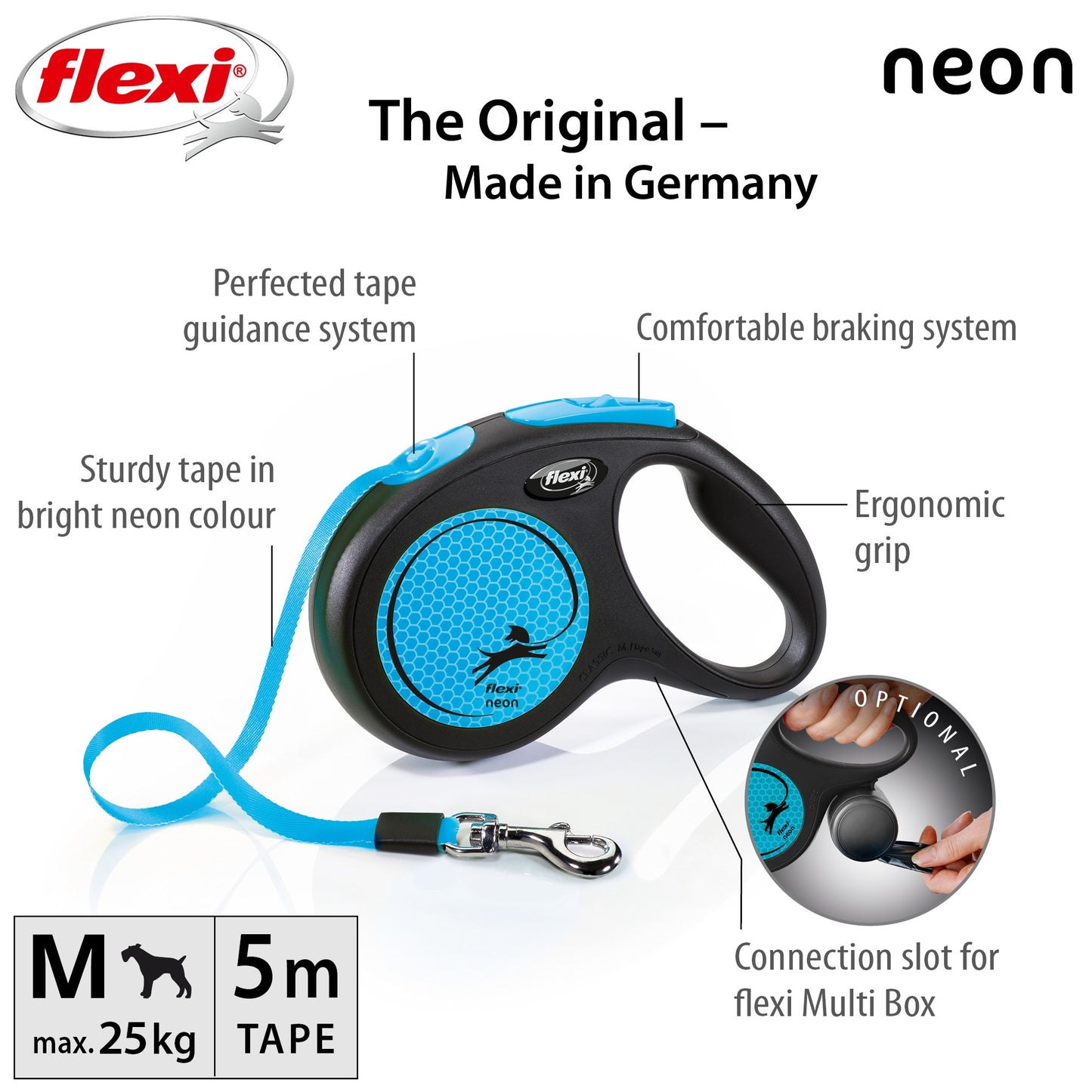 Flexi Classic Neon Tape Retractable Lead 5m
