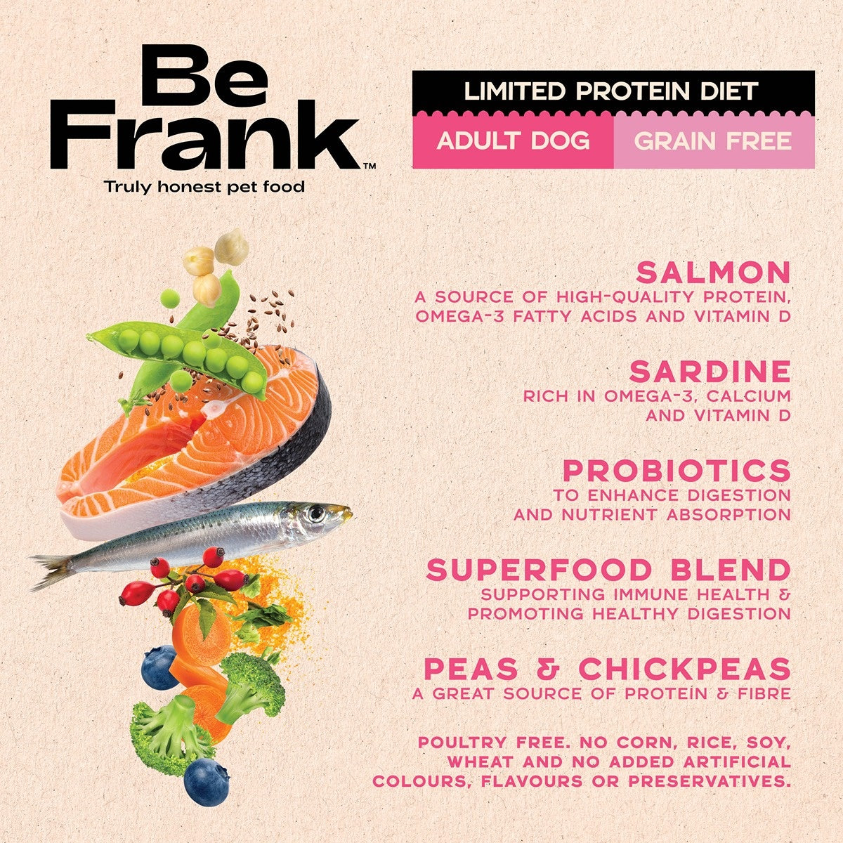 Be Frank Limited Protein Grain Free Salmon & Sardine Dry Dog Food