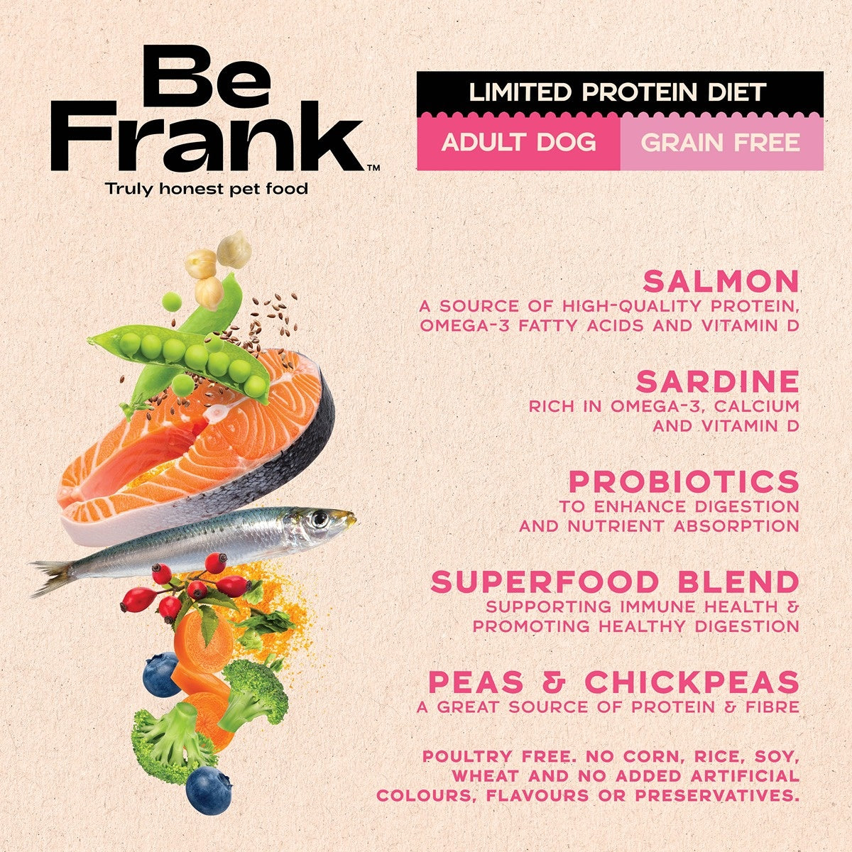 Be Frank Limited Protein Grain Free Salmon & Sardine Dry Dog Food