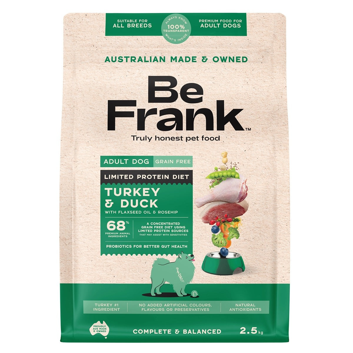 Be Frank Limited Protein Grain Free Turkey & Duck Dry Dog Food