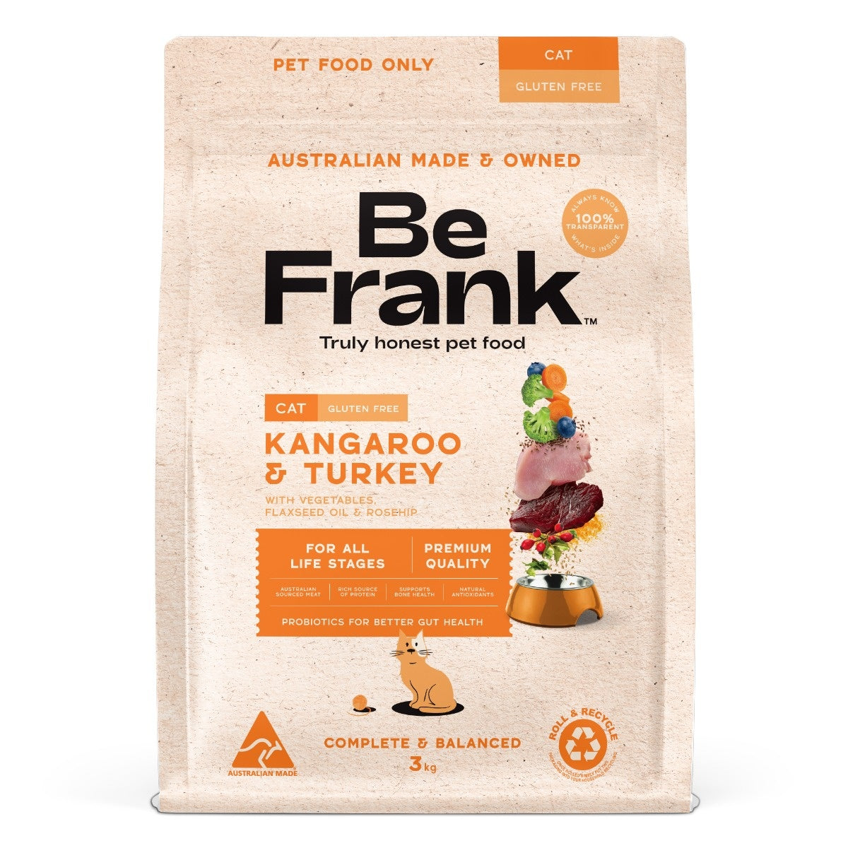Be Frank Adult Kangaroo & Turkey Dry Cat Food