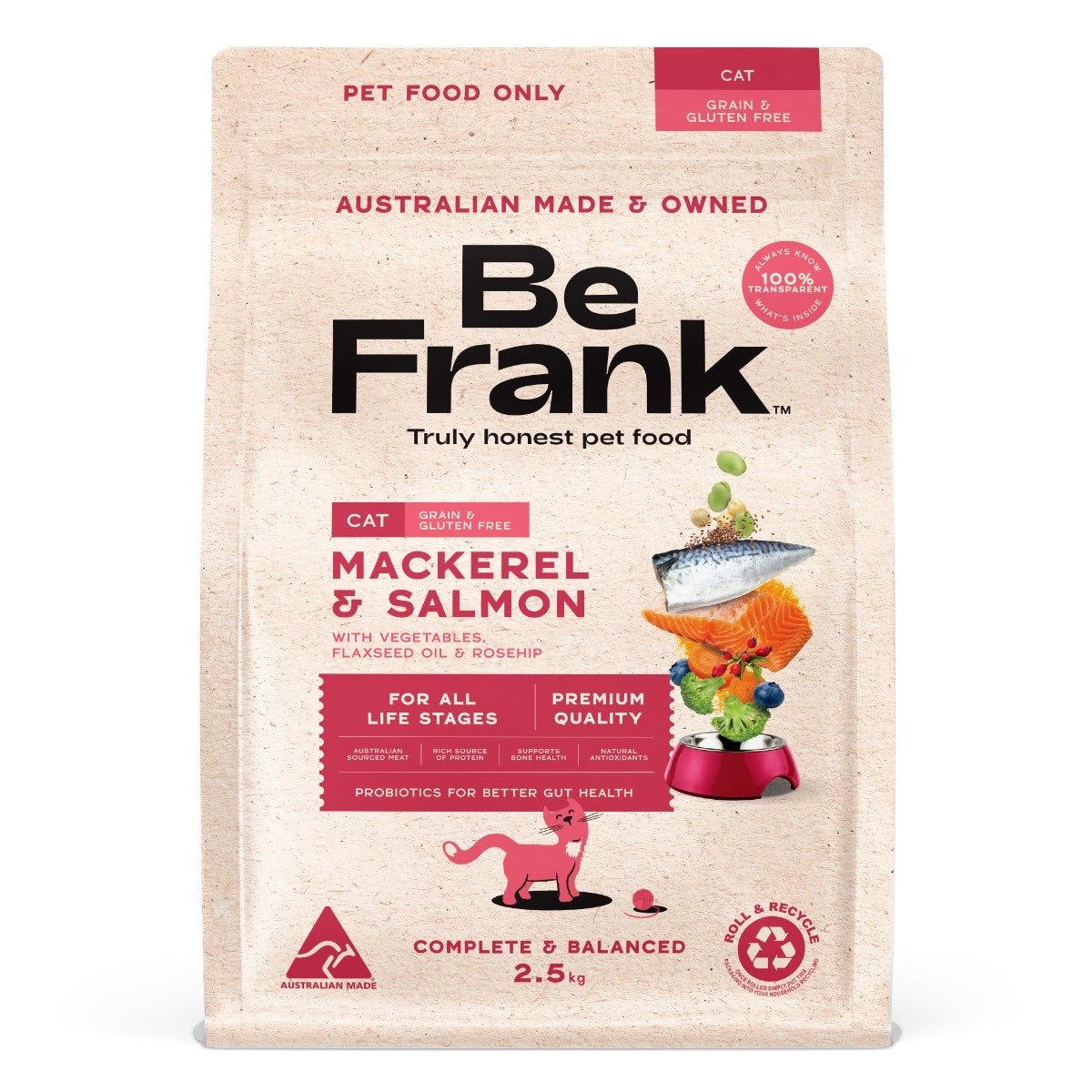 Be Frank Grain Free Adult Mackerel & Salmon Dry Cat Food