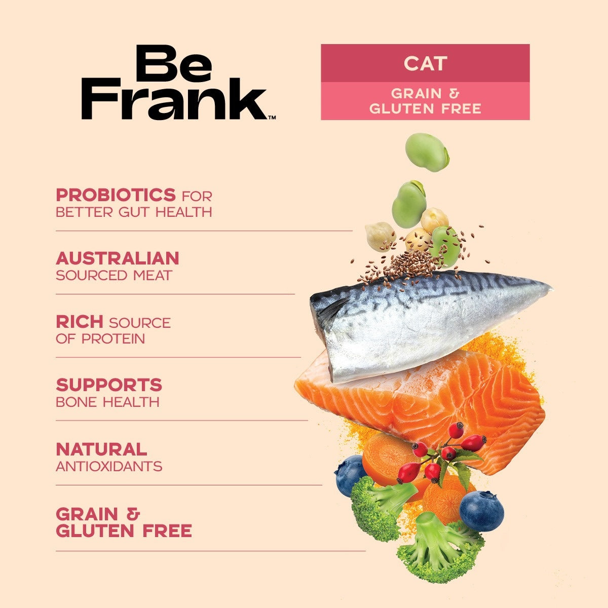 Be Frank Grain Free Adult Mackerel & Salmon Dry Cat Food