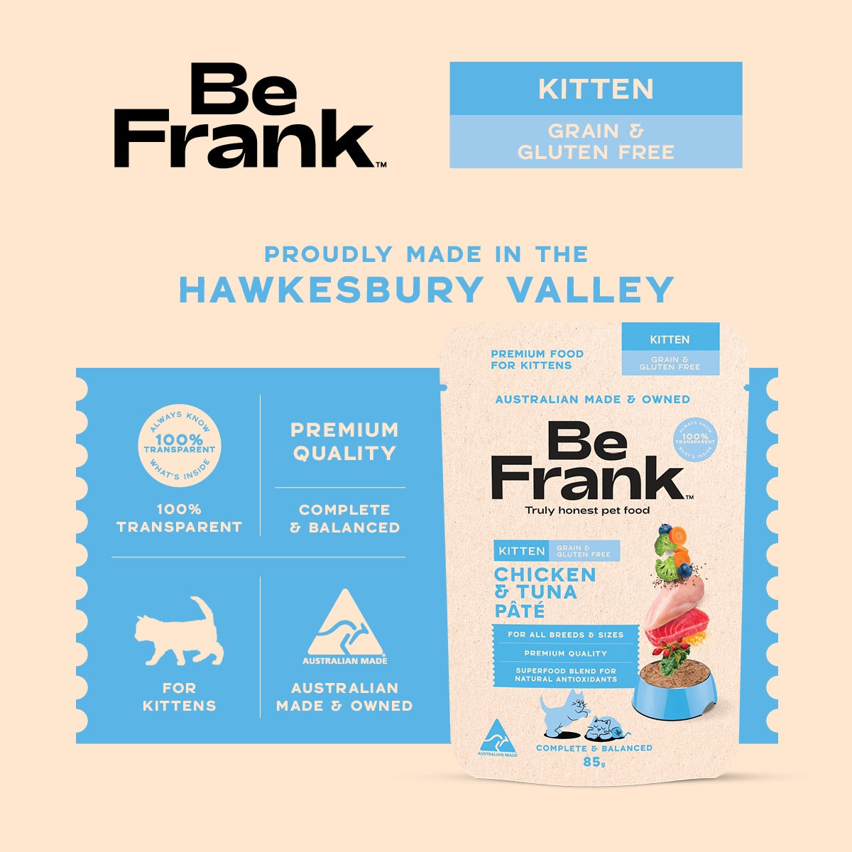 Be Frank Grain Free Chicken & Tuna Pate Wet Kitten Food