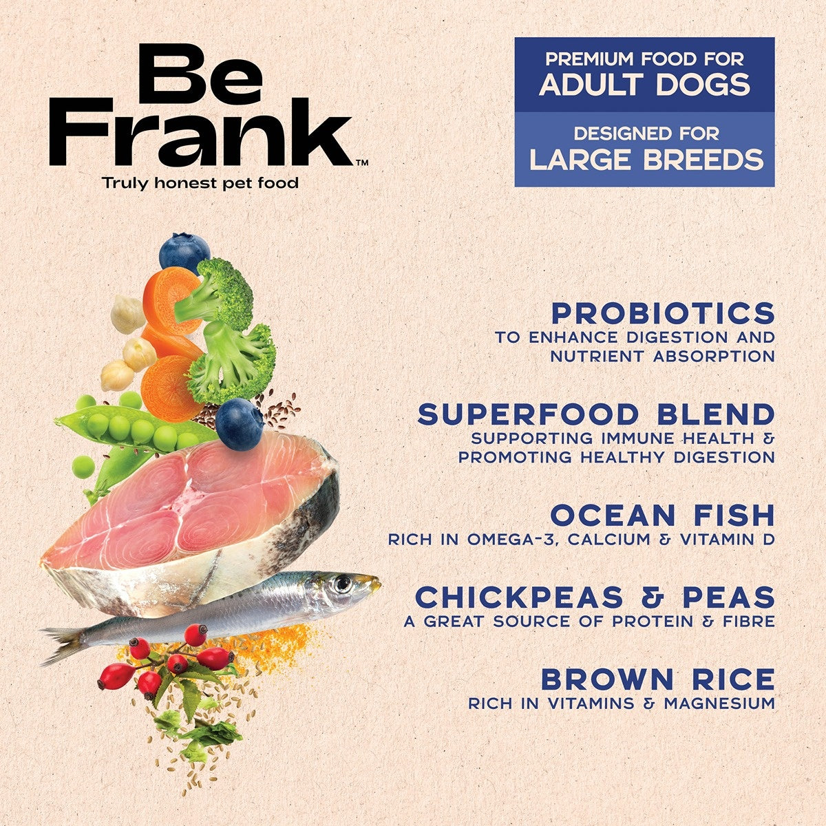Be Frank Core Large Breed Adult Ocean Fish Dry Dog Food