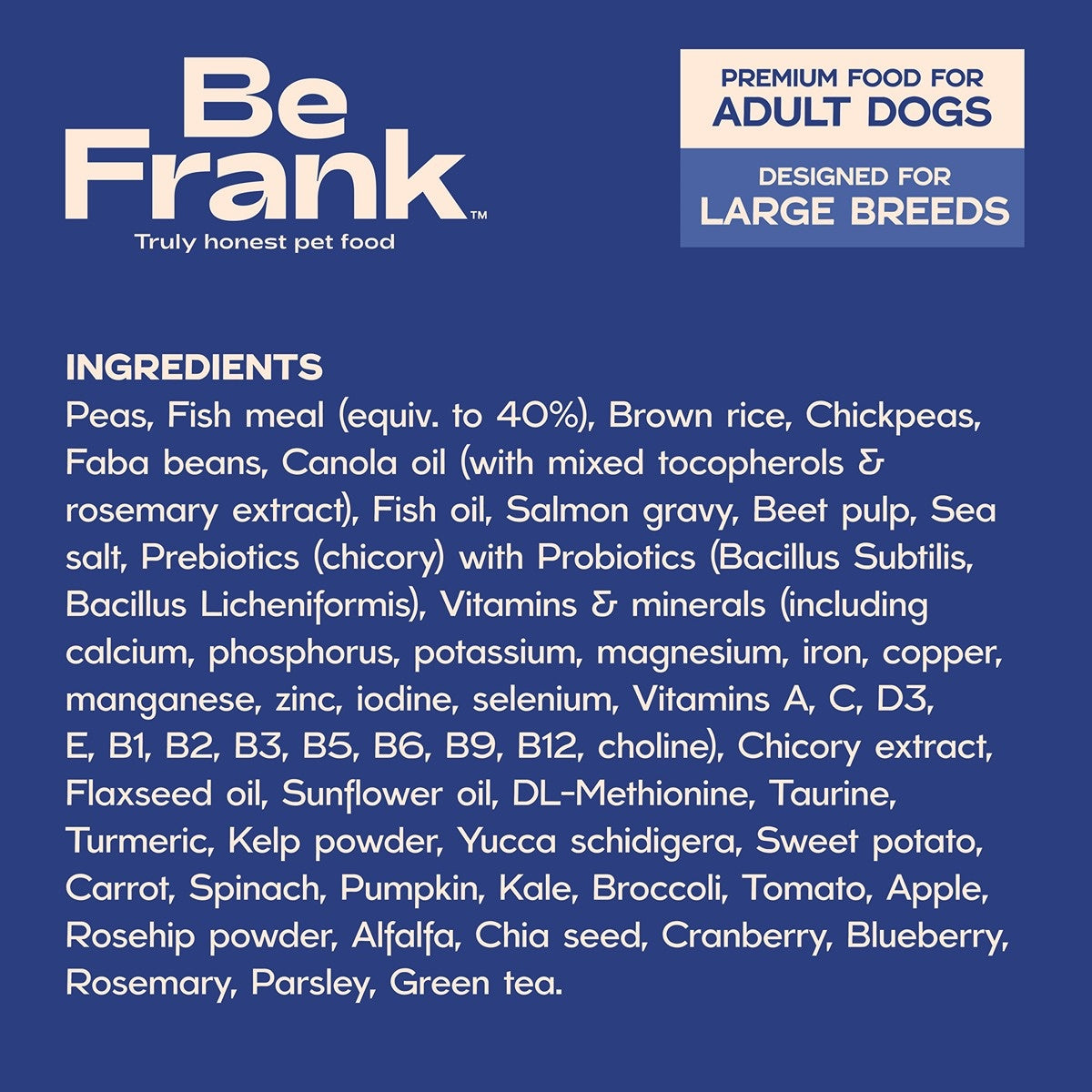 Be Frank Core Large Breed Adult Ocean Fish Dry Dog Food