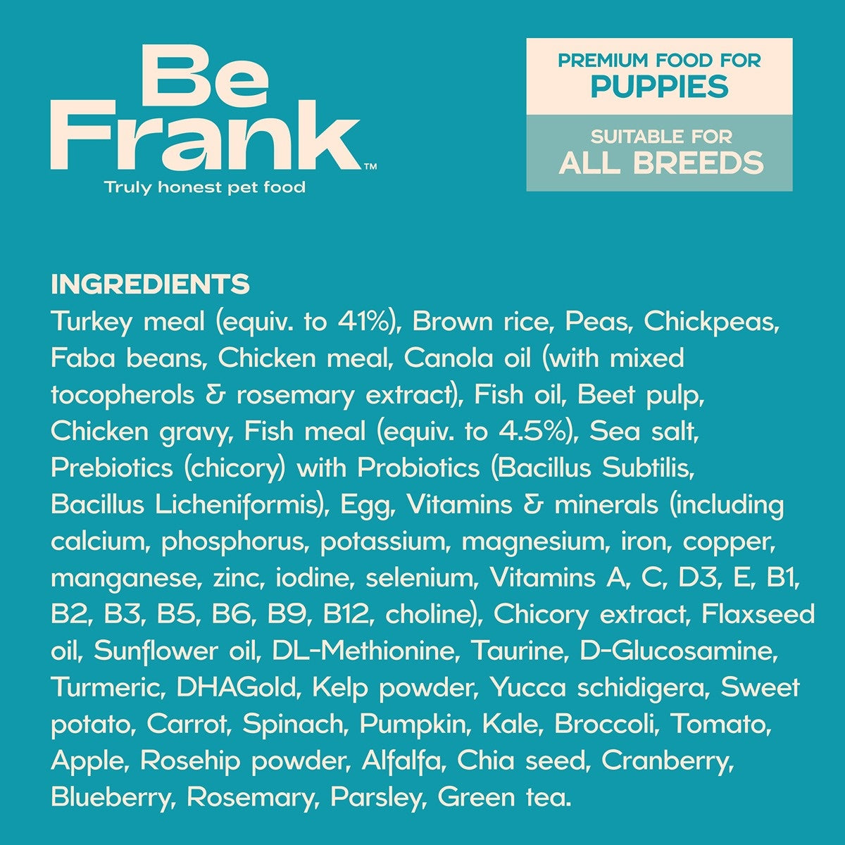 Be Frank Core Turkey & Ocean Fish Dry Puppy Food