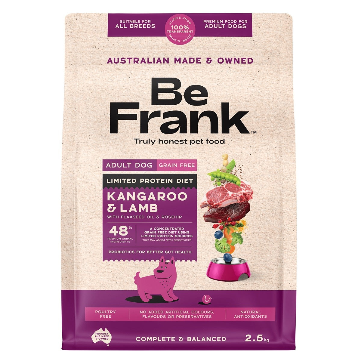 Be Frank Limited Protein Grain Free Kangaroo & Lamb Dry Dog Food